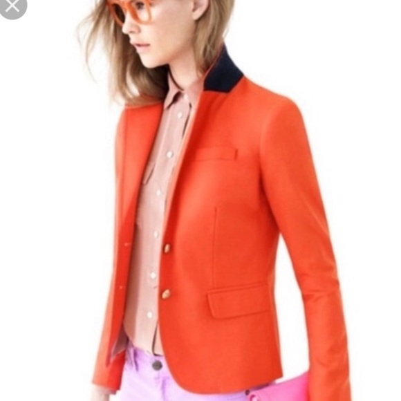 J Crew coral red wool schoolboy blazer size 4